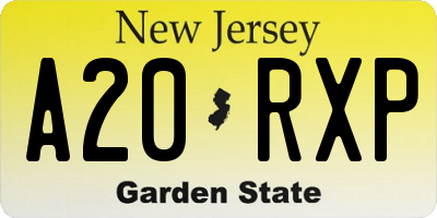 NJ license plate A20RXP