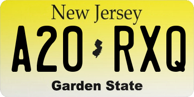 NJ license plate A20RXQ