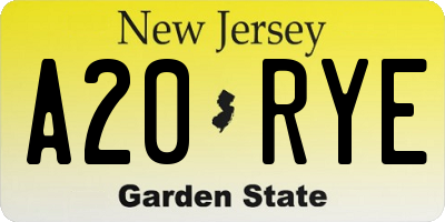NJ license plate A20RYE