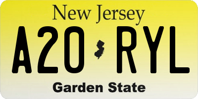 NJ license plate A20RYL