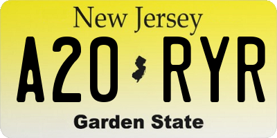 NJ license plate A20RYR