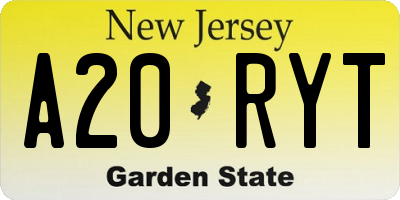 NJ license plate A20RYT