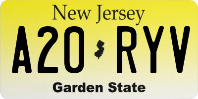 NJ license plate A20RYV
