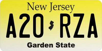 NJ license plate A20RZA