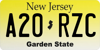 NJ license plate A20RZC
