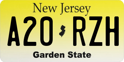 NJ license plate A20RZH