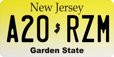 NJ license plate A20RZM