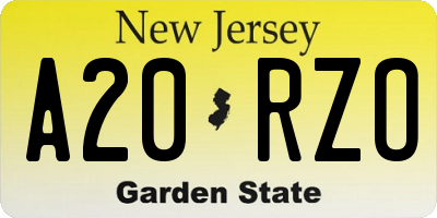 NJ license plate A20RZO