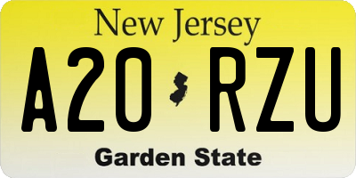 NJ license plate A20RZU