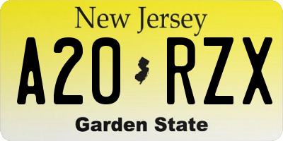 NJ license plate A20RZX
