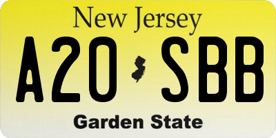 NJ license plate A20SBB