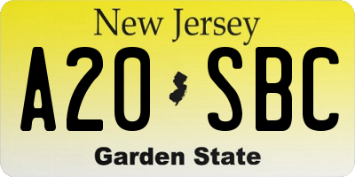NJ license plate A20SBC
