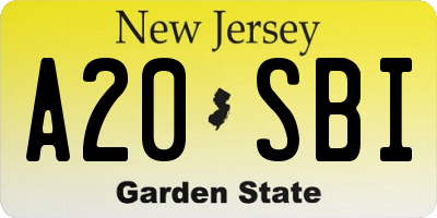 NJ license plate A20SBI