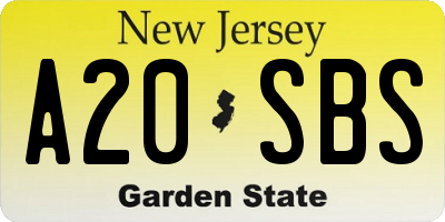 NJ license plate A20SBS