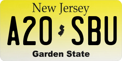 NJ license plate A20SBU