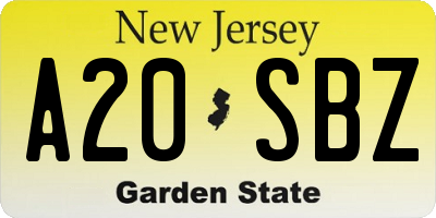 NJ license plate A20SBZ