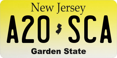 NJ license plate A20SCA