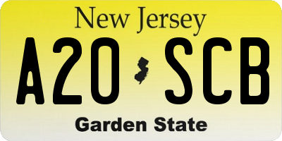 NJ license plate A20SCB