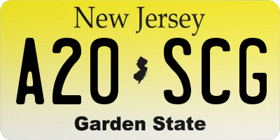 NJ license plate A20SCG