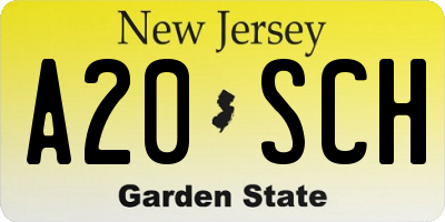 NJ license plate A20SCH