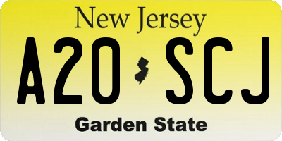 NJ license plate A20SCJ