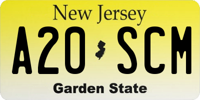 NJ license plate A20SCM