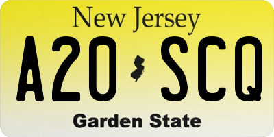 NJ license plate A20SCQ