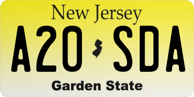 NJ license plate A20SDA
