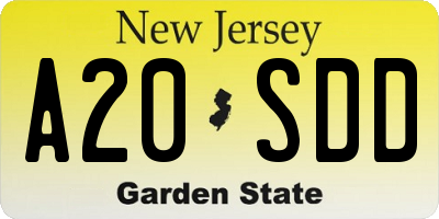 NJ license plate A20SDD