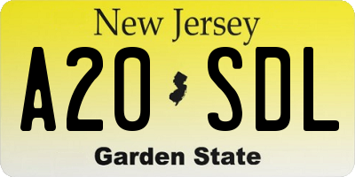NJ license plate A20SDL