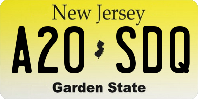 NJ license plate A20SDQ