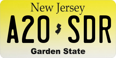 NJ license plate A20SDR