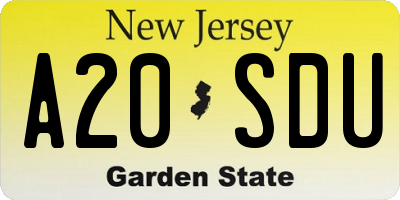 NJ license plate A20SDU