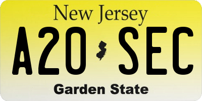 NJ license plate A20SEC