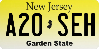 NJ license plate A20SEH