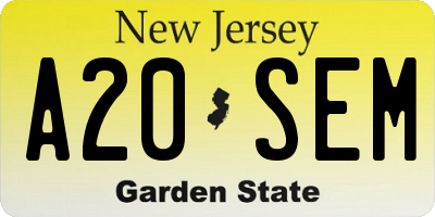 NJ license plate A20SEM