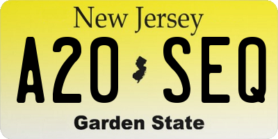 NJ license plate A20SEQ