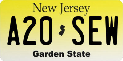 NJ license plate A20SEW