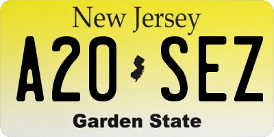 NJ license plate A20SEZ