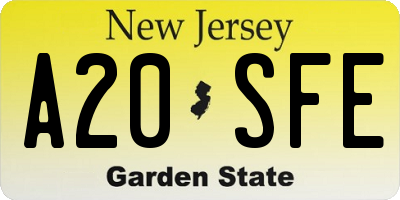 NJ license plate A20SFE
