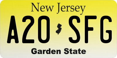 NJ license plate A20SFG