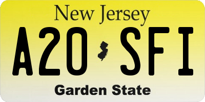 NJ license plate A20SFI