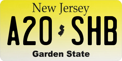 NJ license plate A20SHB
