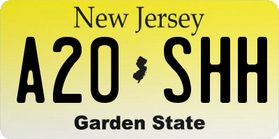 NJ license plate A20SHH
