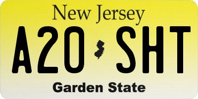 NJ license plate A20SHT