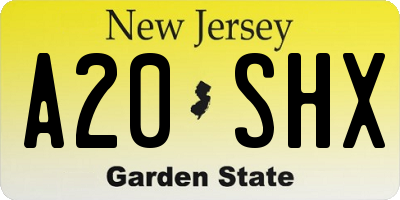 NJ license plate A20SHX