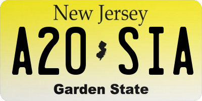 NJ license plate A20SIA