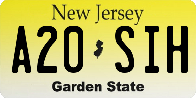 NJ license plate A20SIH