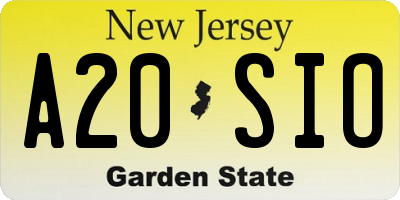 NJ license plate A20SIO