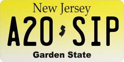 NJ license plate A20SIP